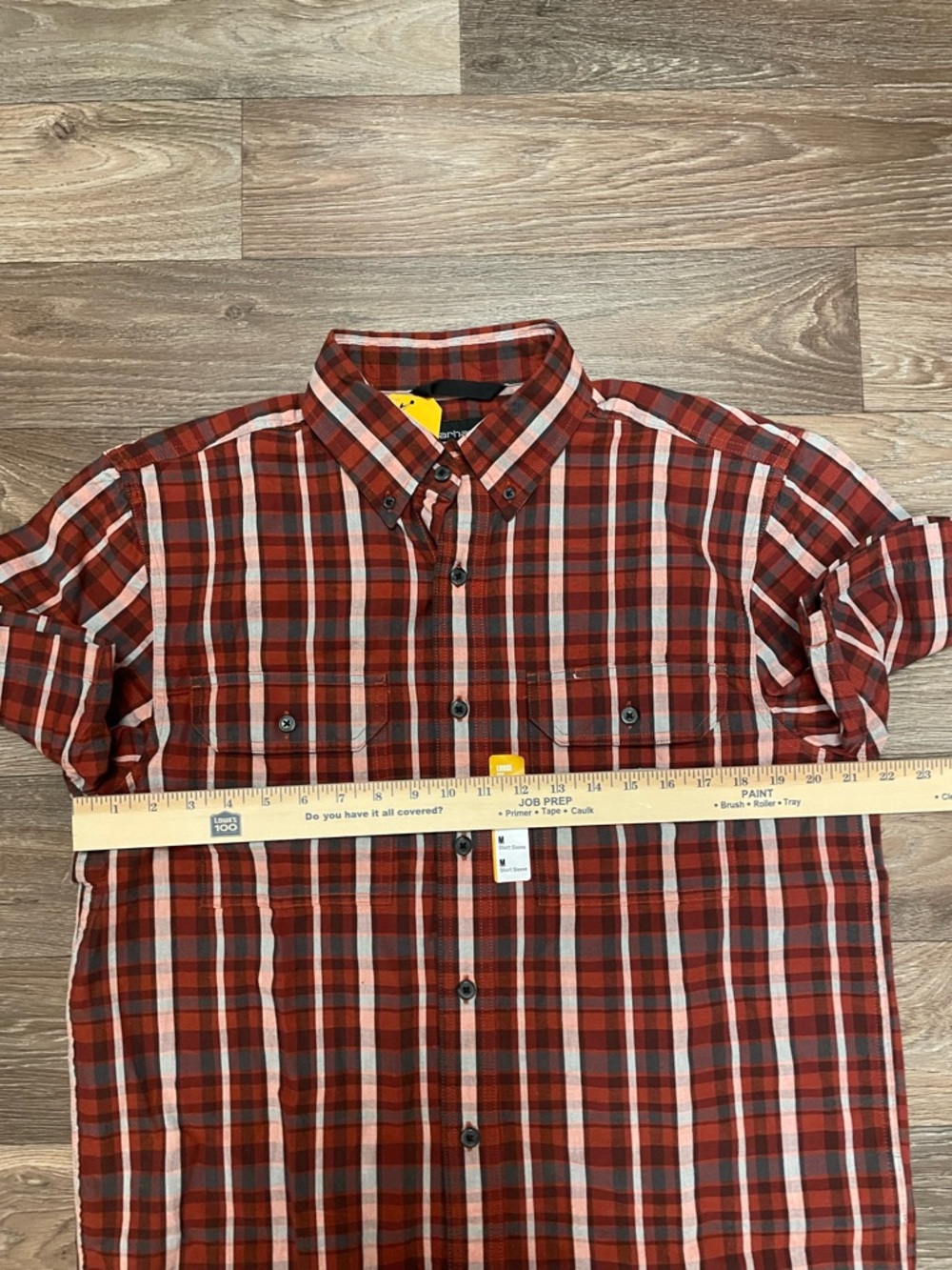 Carhartt Red and Black Plaid Short Sleeve Button-Up Shirt New With Tags - Picture 5 of 6